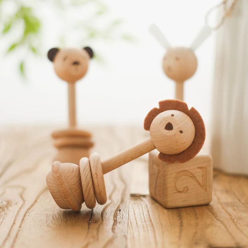 Wooden Animal Rattle Toys