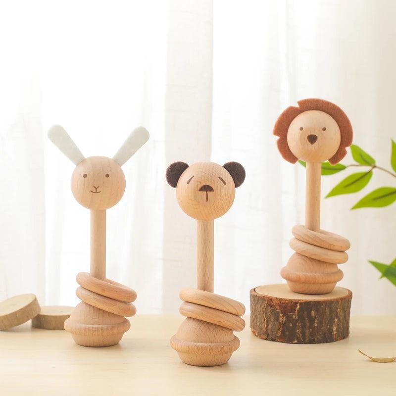 Wooden Animal Rattle Toys