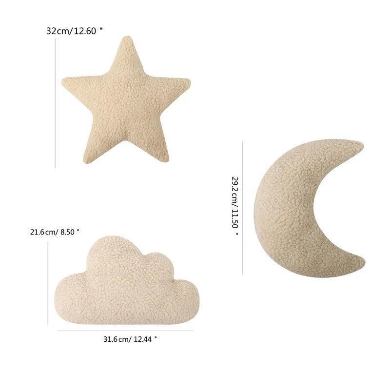 Dreamy Moon, Star, and Cloud Plush Cushions