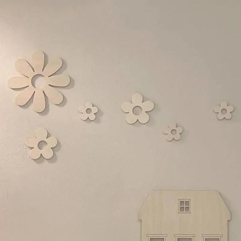 Nordic Wooden Flower Wall Sticker Set