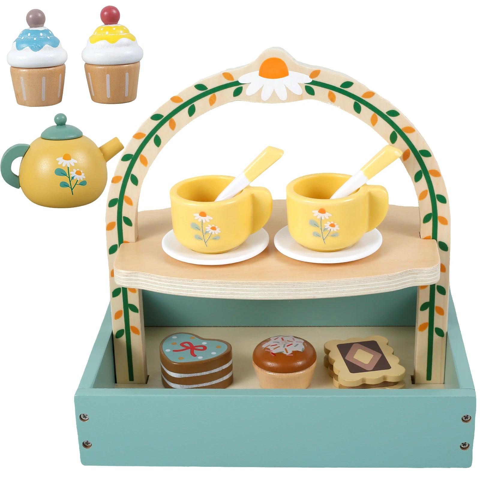 14-Piece Wooden Afternoon Tea Set