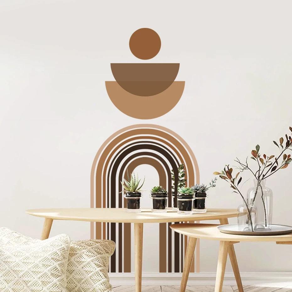 Boho Abstract Rainbow Mid-Century Wall Stickers