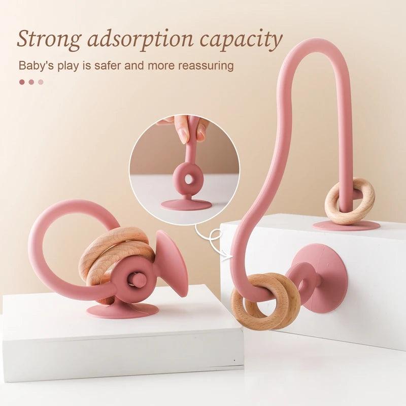 Baby Toy Silicone Rap + Wooden Circle