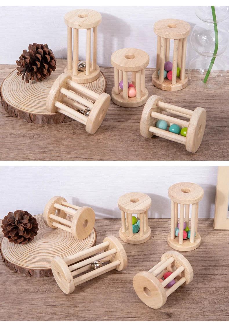 Baby Music Wood Rolling Cage Bell Toy