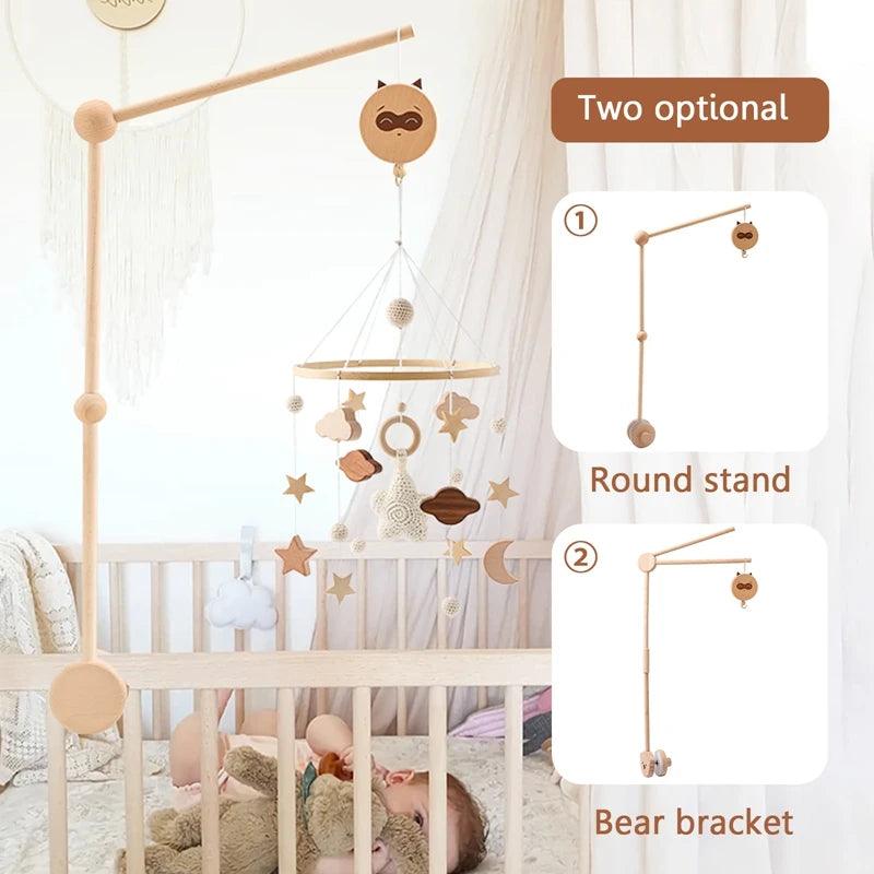 Baby Wooden Bed Bell Mobile Stand & Rattle