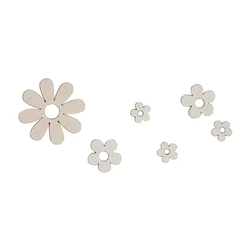 Nordic Wooden Flower Wall Sticker Set