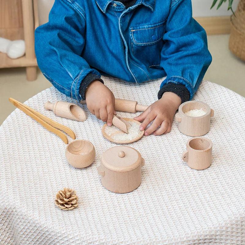 Wooden Kitchen Tea Set: Sensory Pretend Play