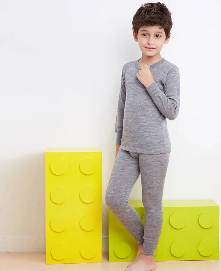 Merino Wool Thermal Kids Underwear Set