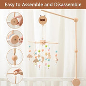 Baby Wooden Bed Bell Mobile Stand & Rattle