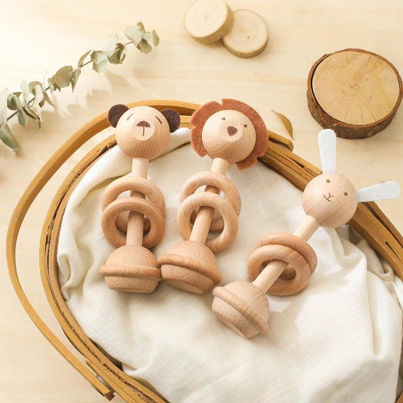 Wooden Animal Rattle Toys